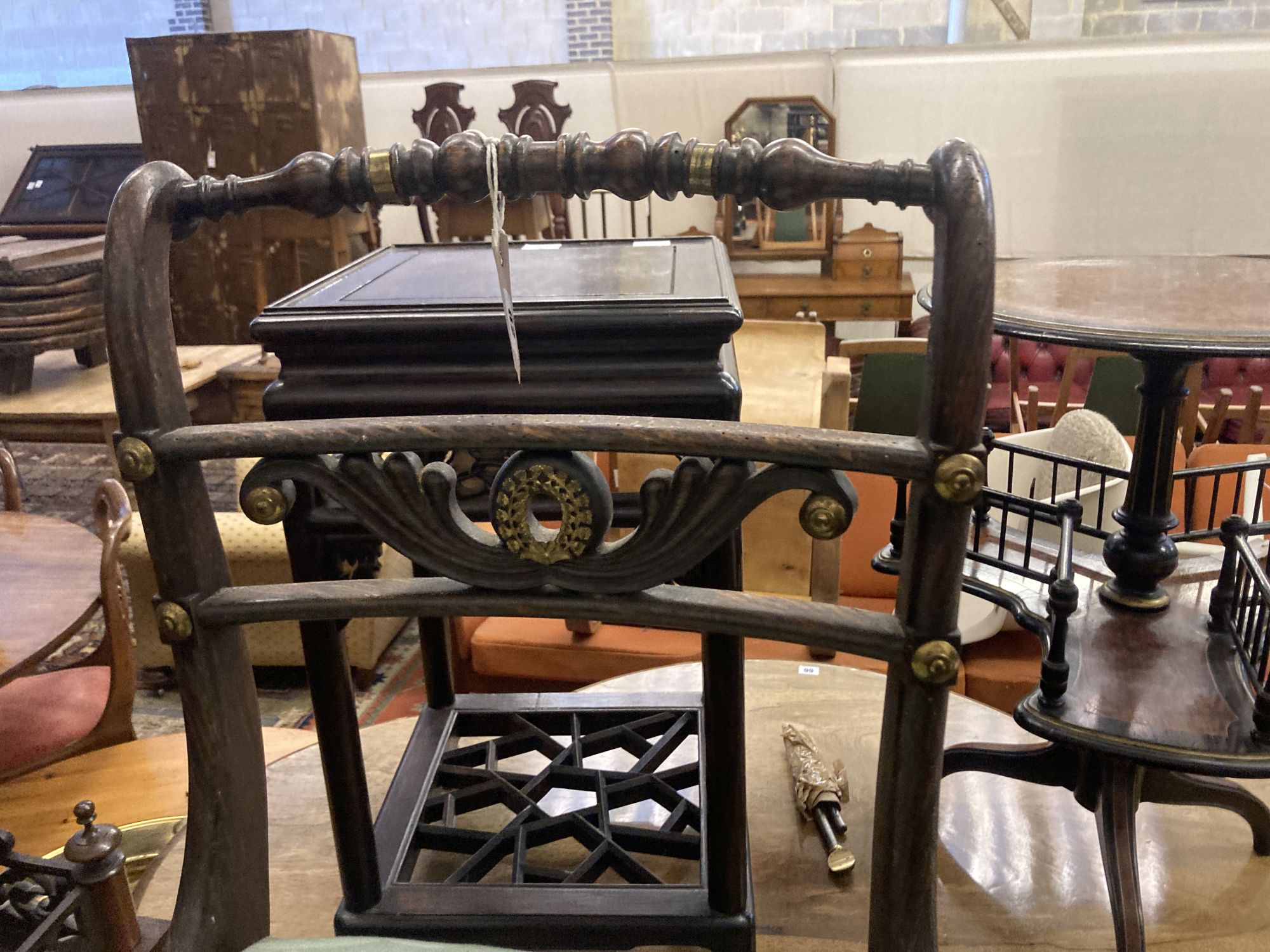 A Regency simulated rosewood dining chair and an early Victorian rosewood piano stool